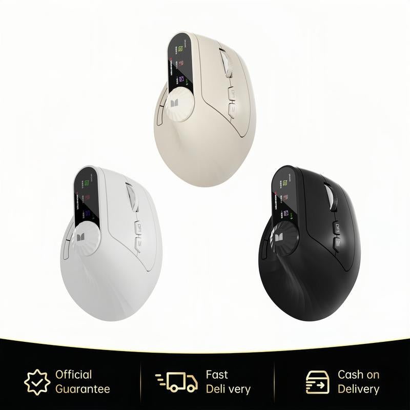 Monster-M2 MAX Version Bluetooth Wireless Mouse Ergonomic Vertical Vertical Mouse 2.4G Bluetooth Long Battery Life Laptop Desktop Computer Knob Function