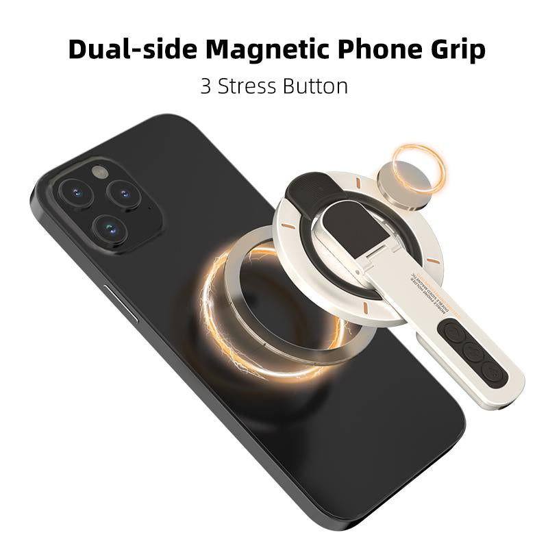 Father'S Day Gifts Magnetic Phone Ring Holder with 3 Stress Relief Buttons – 360° Rotating, Strong Adhesive, Universal Phone Grip for Iphone & Android, Fidget Toy for Anxiety Relief, Fun & Functional Accessory (Black/White)