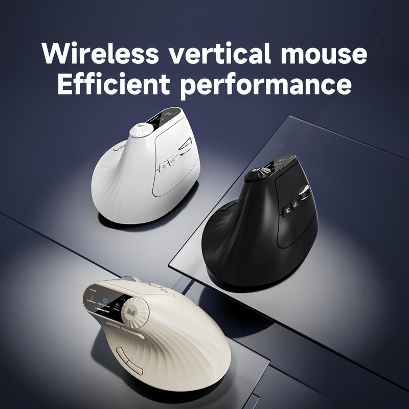 Monster-M2 MAX Version Bluetooth Wireless Mouse Ergonomic Vertical Vertical Mouse 2.4G Bluetooth Long Battery Life Laptop Desktop Computer Knob Function