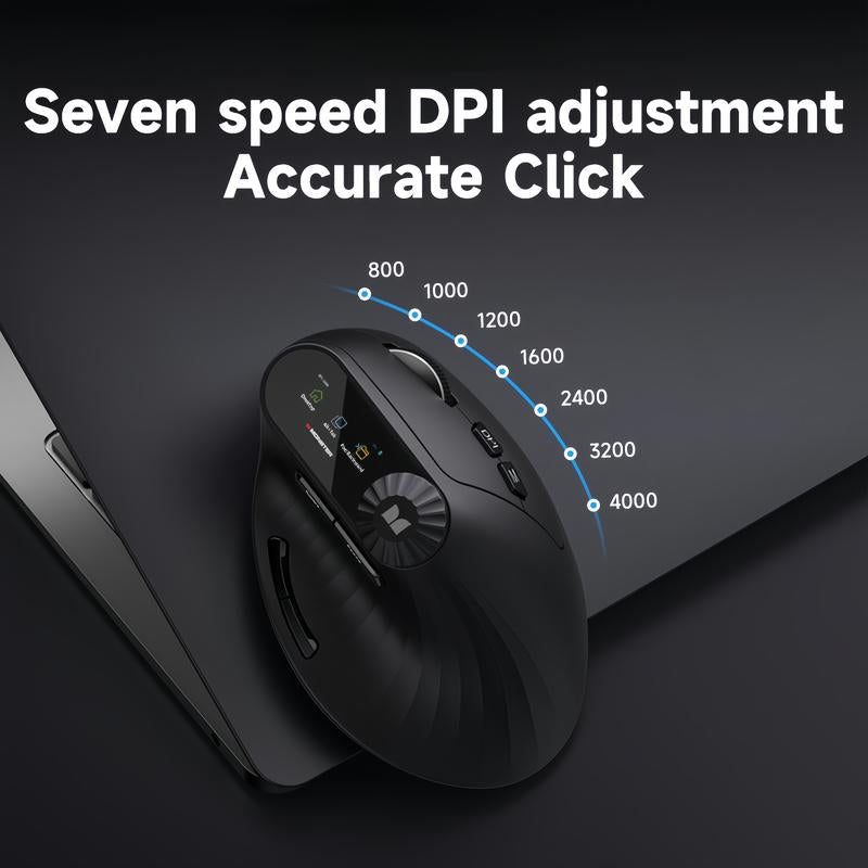 Monster-M2 MAX Version Bluetooth Wireless Mouse Ergonomic Vertical Vertical Mouse 2.4G Bluetooth Long Battery Life Laptop Desktop Computer Knob Function