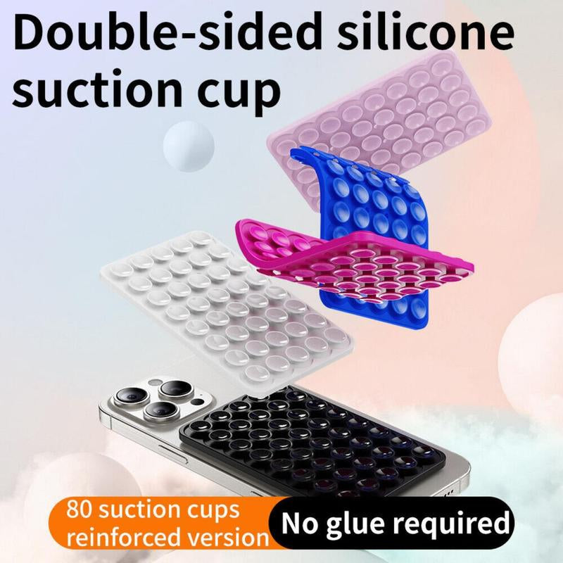 Silicone Suction Cup Phone Case Mount Double Sided, Hands-Free Strong Grip Holder for Selfies and Videos, Silicon Anti-Slip Phone Suction Grip Sticky Phone Grip for Iphone and Android