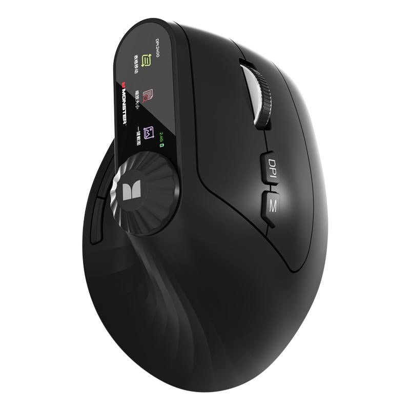 Monster-M2 MAX Version Bluetooth Wireless Mouse Ergonomic Vertical Vertical Mouse 2.4G Bluetooth Long Battery Life Laptop Desktop Computer Knob Function