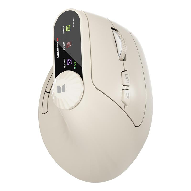 Monster-M2 MAX Version Bluetooth Wireless Mouse Ergonomic Vertical Vertical Mouse 2.4G Bluetooth Long Battery Life Laptop Desktop Computer Knob Function