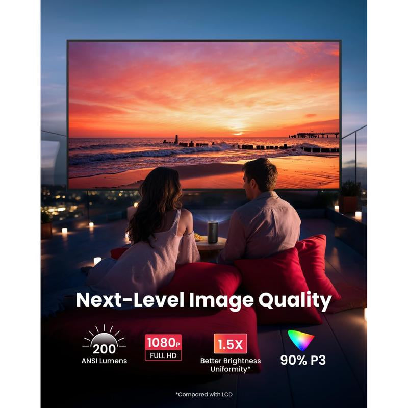 NEBULA Capsule 3 GTV Projector, Netflix Officially Licensed, 1080P, Wi-Fi, 2.5 Hours Playtime, 120-Inch Display, Ultra Portable for Any Space Springtok