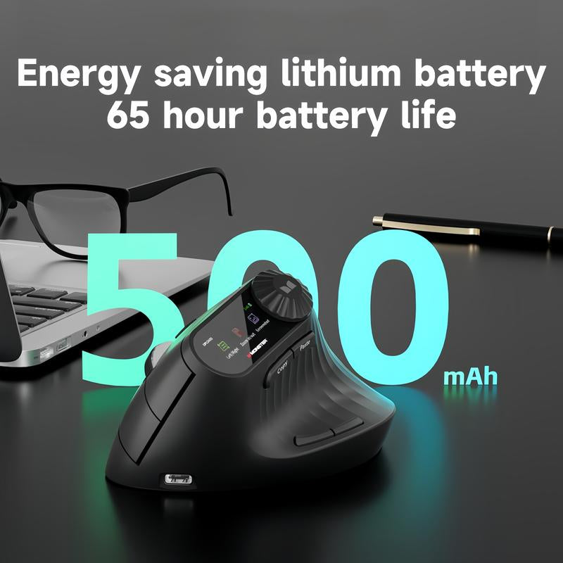 Monster-M2 MAX Version Bluetooth Wireless Mouse Ergonomic Vertical Vertical Mouse 2.4G Bluetooth Long Battery Life Laptop Desktop Computer Knob Function