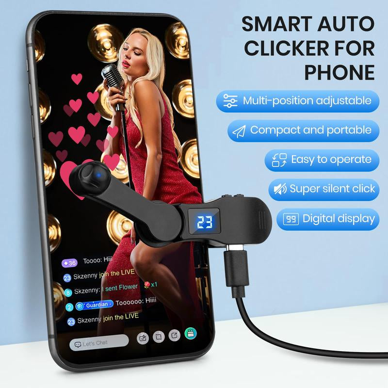 Smart Auto Clicker for Smart Phone,Phone Screen Tapper for Phone Apps Video Live Streaming Gadget,Fast Click Simulation Finger Continuous Click for Game,Live Broadcasts Likes,Reward Task