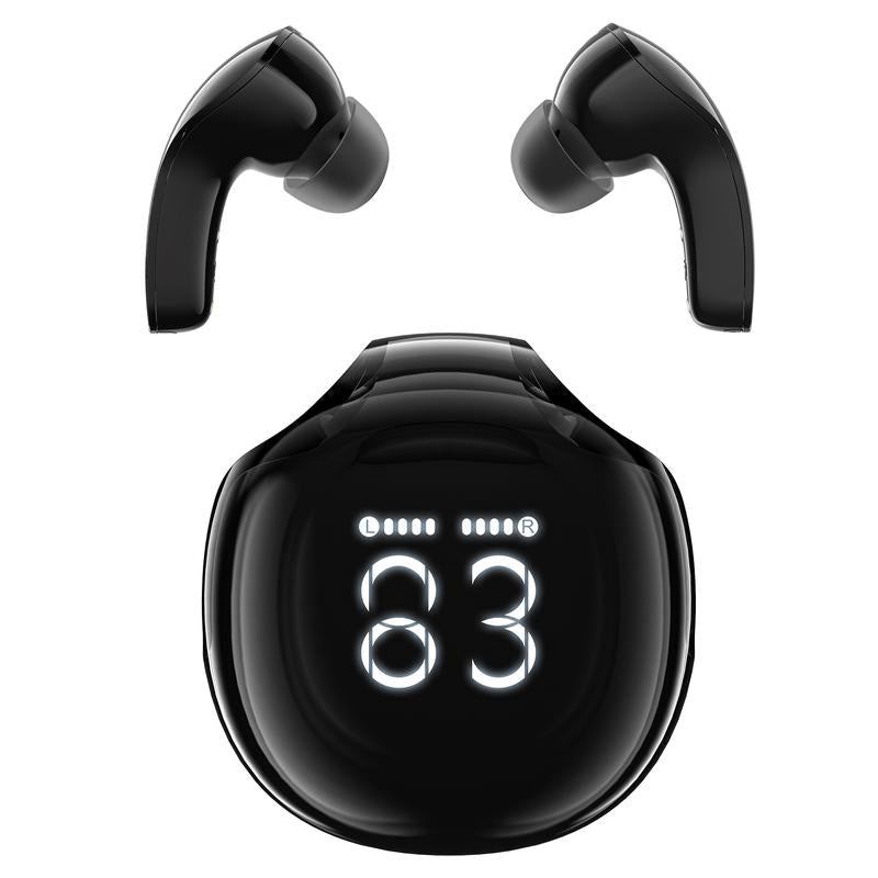 ACEFAST T9 Bluetooth Earphones True Wireless Earbuds 5.3 Headphones with ENC Noise Canceling Earbuds 30H Playback LED Power Display Built in Mic Headphones with IPX4 Waterproof for Sports Black