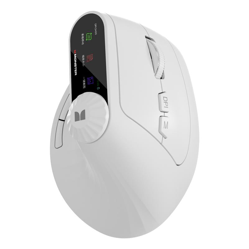 Monster-M2 MAX Version Bluetooth Wireless Mouse Ergonomic Vertical Vertical Mouse 2.4G Bluetooth Long Battery Life Laptop Desktop Computer Knob Function