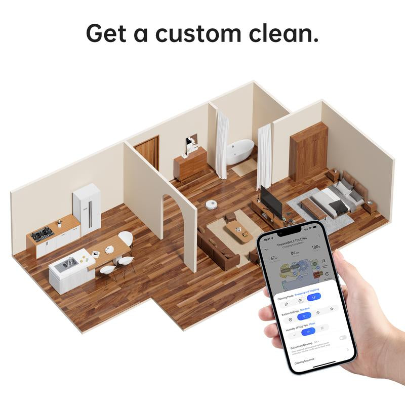 Dreametech L10S Ultra Robot Vacuum and Mop Combo, Auto Mop Cleaning and Drying, Self-Refilling and Self-Emptying Base for 60 Days of Cleaning, 5300Pa Suction and AI Navigation, Compatible with Alexa