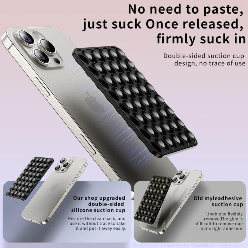Silicone Suction Cup Phone Case Mount Double Sided, Hands-Free Strong Grip Holder for Selfies and Videos, Silicon Anti-Slip Phone Suction Grip Sticky Phone Grip for Iphone and Android