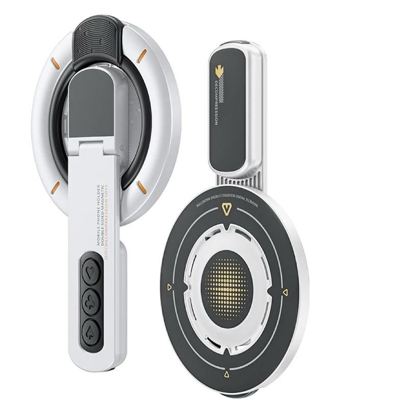 Father'S Day Gifts Magnetic Phone Ring Holder with 3 Stress Relief Buttons – 360° Rotating, Strong Adhesive, Universal Phone Grip for Iphone & Android, Fidget Toy for Anxiety Relief, Fun & Functional Accessory (Black/White)