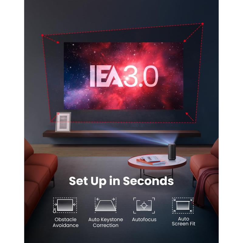 NEBULA Capsule 3 GTV Projector, Netflix Officially Licensed, 1080P, Wi-Fi, 2.5 Hours Playtime, 120-Inch Display, Ultra Portable for Any Space Springtok